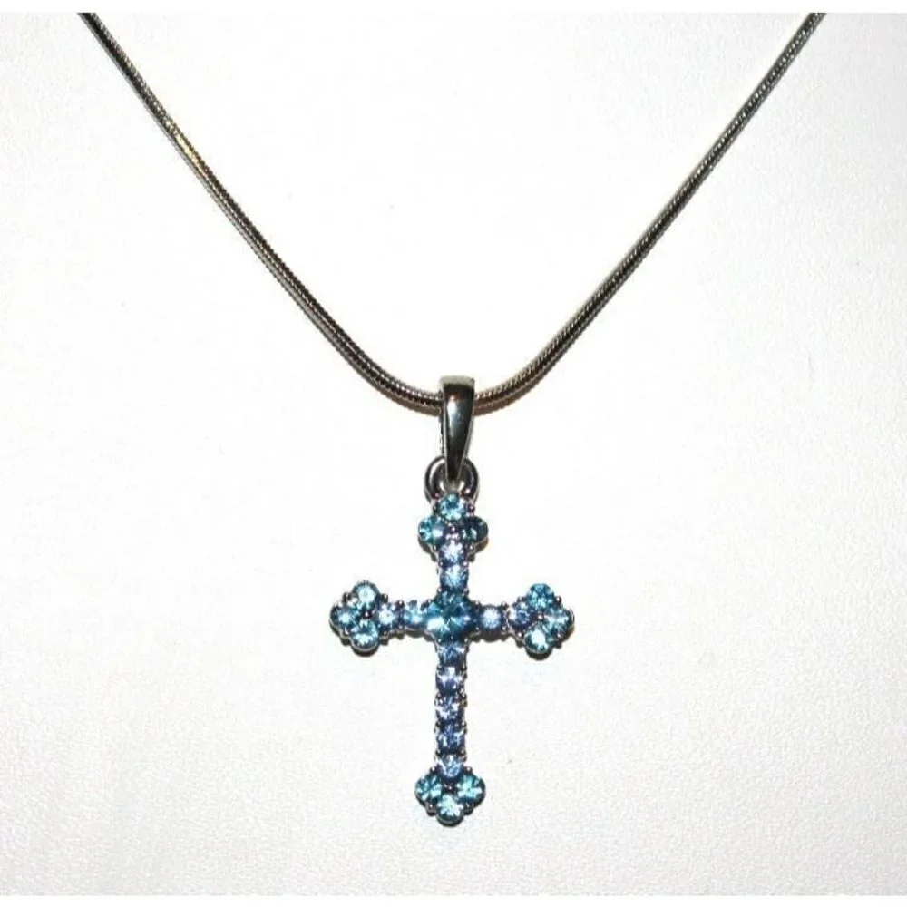 Girls Small Blue Crystal 1 1/4
